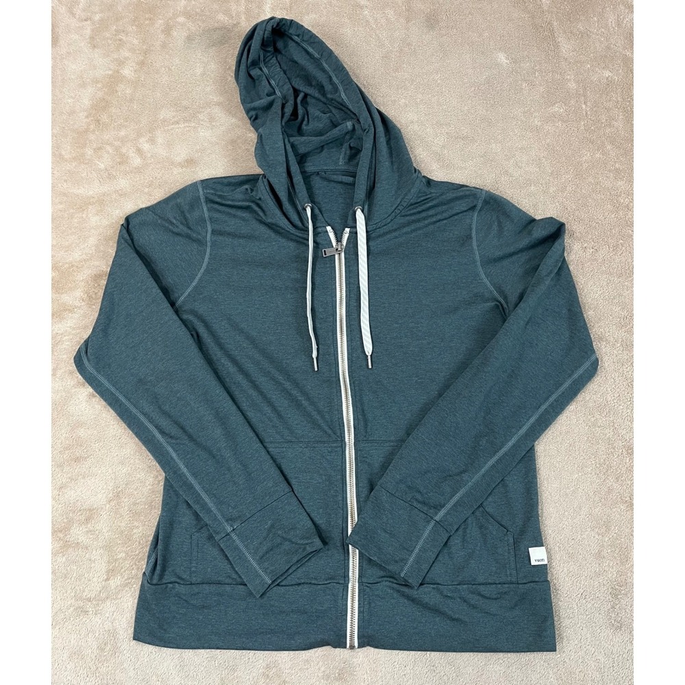 Vuori Halo Performance Hoodie 2.0 Women Size Small Blue Full Zip Drawstrings EUC